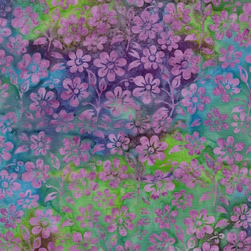[122520851] Small Flowers and Leaves Multi Turquoise Green