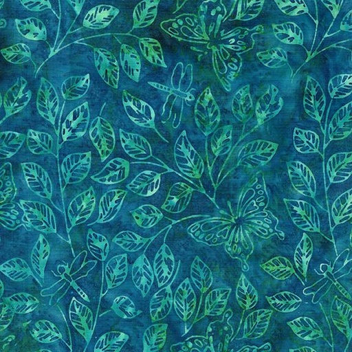 [112507975] 112507975 / Butterfly Dragonfly Leaves-Teal Bermuda