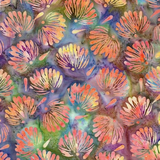 [712526825] 712526825 / Floral Fan Tossed-Multi Purple Pink Green Teal