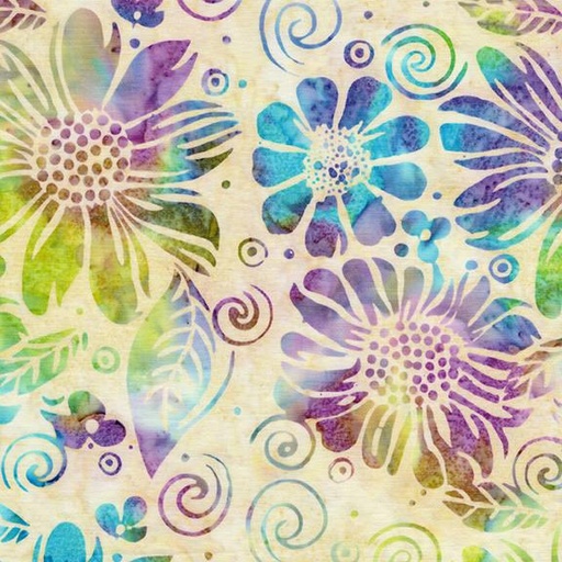 [712522850] 712522850 / Large Floral-Multi Purple Green Flourite