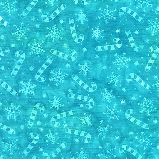 [122405940] 122405940 / Candy Cane Snowflakes-Teal Surf