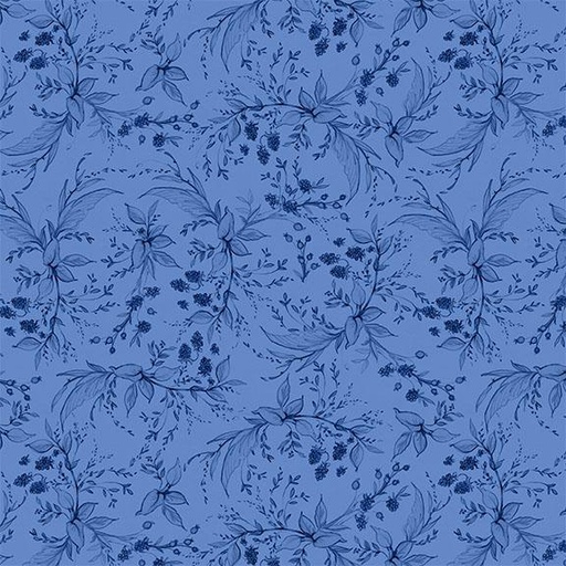 [W105-006-555] W105-006-555 / Berries & Leaves-Blue/Dk Blue