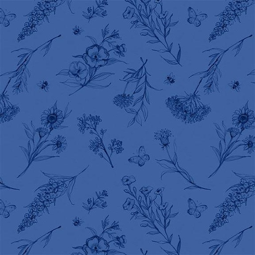 [W105-005-555] W105-005-555 / Wildflowers-Dk Blue