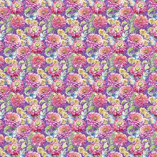 [W130-009-415] W130-009-415 / Flowers & Butterflies-Purple