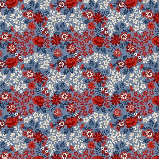 [W140-006-535] W140-006-535 / Rose Floral-Blue Multi