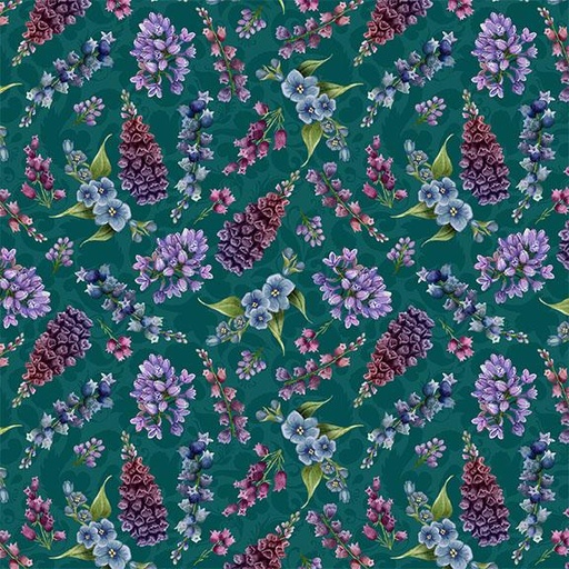 [W100-006-945] W100-006-945 / Small Floral-Teal